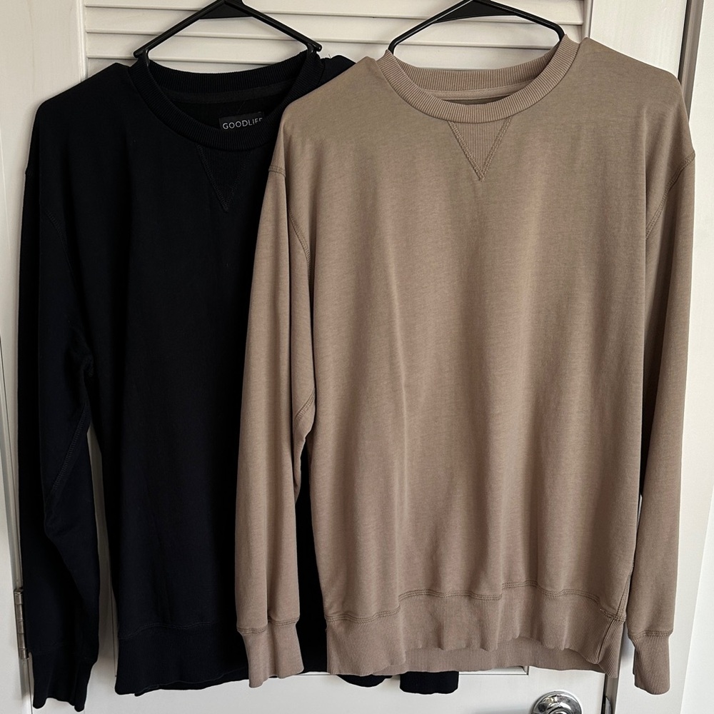 Goodlife Men's Crewneck Sweater Duo in Black and Tan